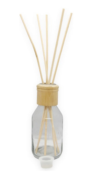 Frasco Vidrio Difusor 125 Cc Cristal C Tapa Madera Difusora 0