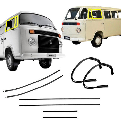 Kit Borracha Quebra Vento Pestana E Canaleta Kombi 76/13 0