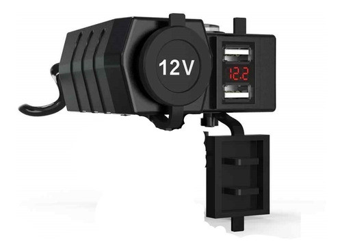 Cargador Para Encendedor Moto 12 Volt Mas 2 Usb Display 0