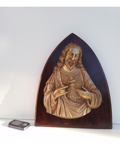 Linda Antigua Imagen Cristo Cruz Crucifijo En Peltre 35x21cm 0