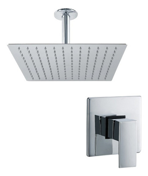 Set Ducha Monocomando Embutir + Flor Cuadrada 20 Caño Techo 0