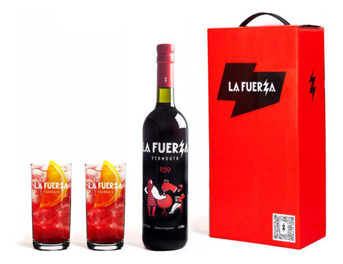 Vermouth La Fuerza Rojo 750 Ml + 2 Vasos Con Estuche 0