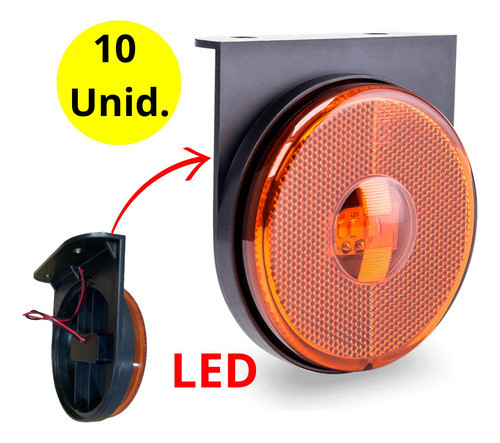 Lanterna Lateral Caminhão 3 Led Bivolt Ambar 10 Unidades 1