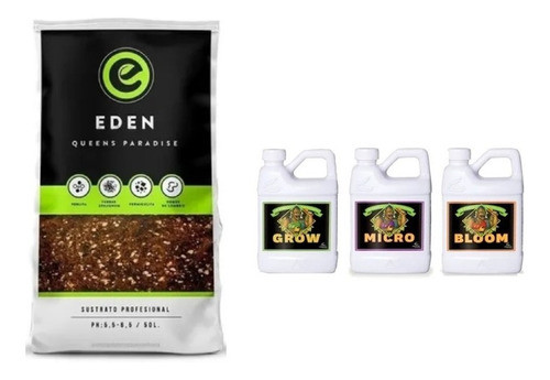 Sustrato Eden 50 Lt Bases Micro Grow Bloom 500 Ml. 0