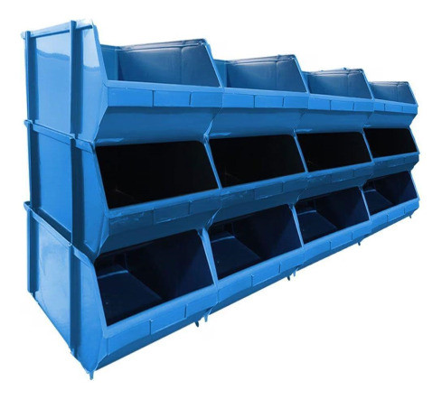 Kit 24 Caixa Box Gaveteiro Industrial Bin Azul N°8 19x31x41 0
