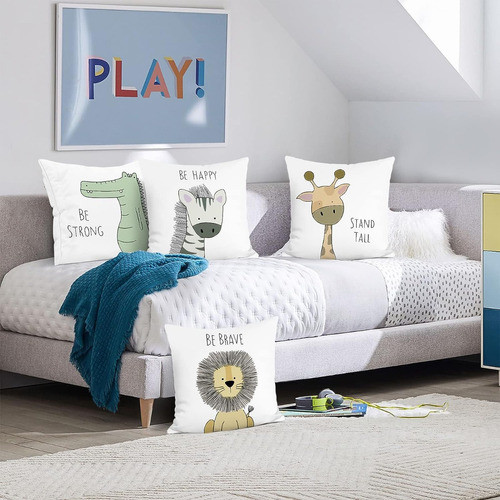 4 Fundas De Almohadones Decoración Cuarto Niños,sin Relleno 1