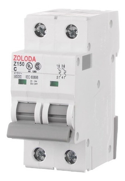 Llave Térmica Bipolar 10 Amp Zoloda 4,5ka Curva C 0