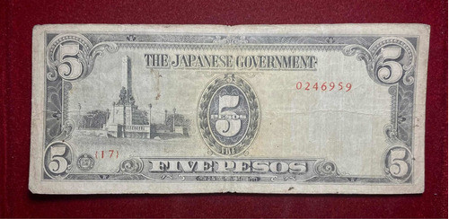 Billete 5 Pesos Ocupación Japonesa En Filipinas Pick 110 A.1 0