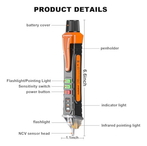 Mufasha Probador De Voltaje Sin Contacto Con 1