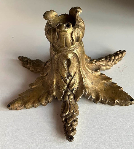 Antiguo Florón Alto De Bronce C/rosca P/ Lámpara De Techo 0