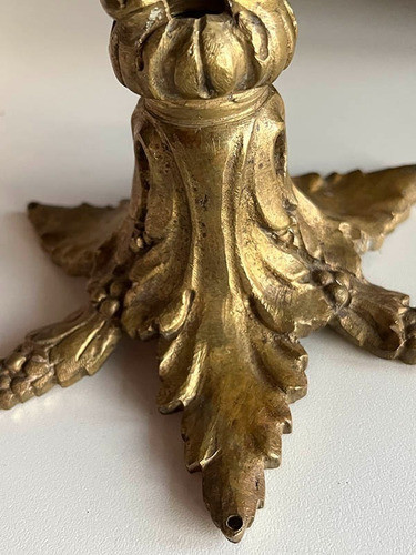 Antiguo Florón Alto De Bronce C/rosca P/ Lámpara De Techo 1