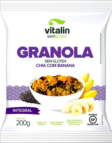 Kit 3 Granola Sem Glúten Chia Banana Vitalin 200g - Vegano 1