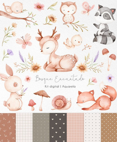 Kit Imagenes Png Cliparts Animales Del Bosque Acuarela Ni44 0