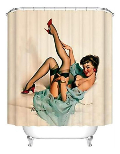 Fangkun Juego Decoración Cortinas Ducha Baño, Pintura Chica 0