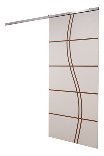 Porta De Correr Branco Prime Frisada Kit Alumínio Fs Duplo - 1