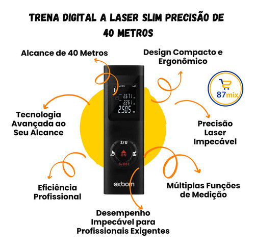 Trena Digital Slim Laser 40 Metros Com Alta Precisão 1