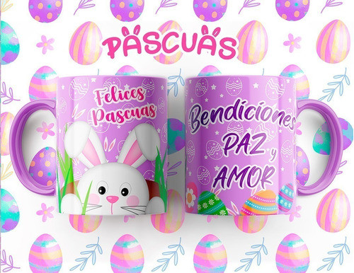 Plantillas Sublimación Tazas - Conejio De Pascua Vol.5 1
