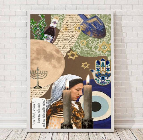 Quadro Decorativo Judaico 45x34cm Com Vidro - Madeira Branca 0