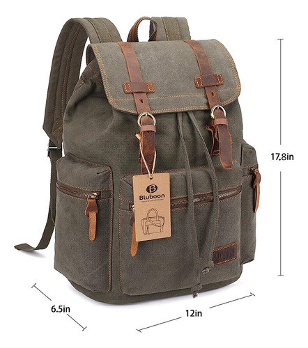 Mochila Vintage Con Ribete De Cuero Informal Para Hombre 1