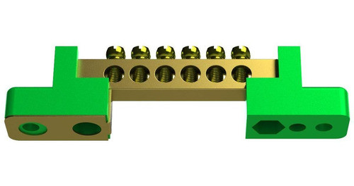 Kit C/ 10 Un Bloco De Distribuição 6 Furos (verde/terra) 80a 1