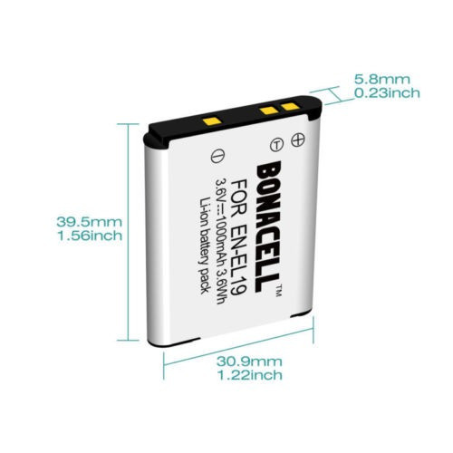 2 X Batería + Cargador De En-el19 Para Nikon S7000 S33 S6900 1