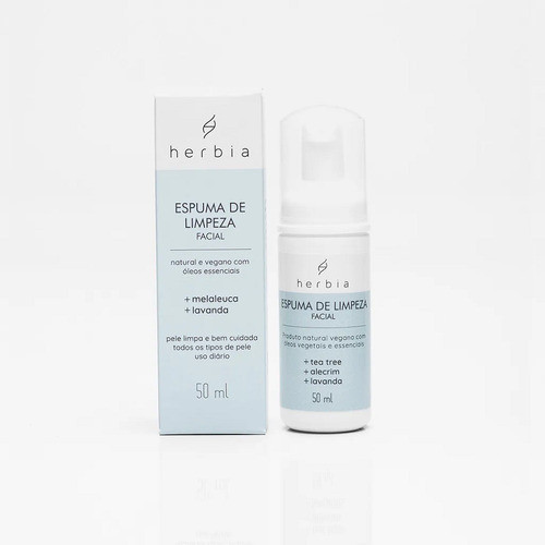 Espuma De Limpeza Facial Natural Vegano 50ml Herbia 0