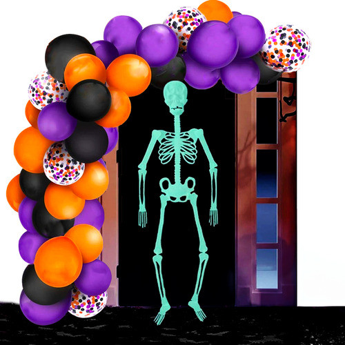 Esqueleto Colgante Luminoso Grande Fluo Glow Halloween 0
