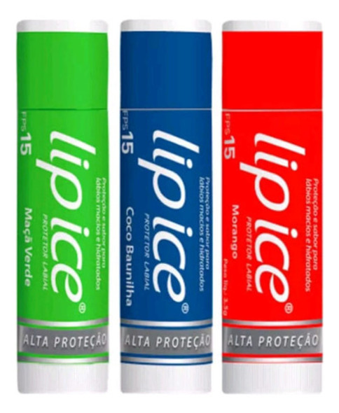 Kit Protetor Labial Lip Ice Fps 15 Morango, Coco, Maça Verde 0