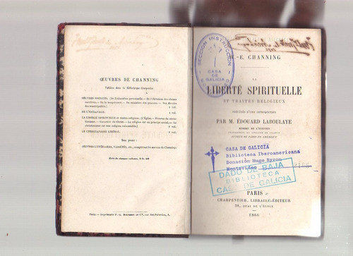 La Liberté Spirituelle Et Traités Religieux, Channing 1866 0