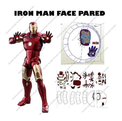 Iron Man Face De Pared Papercraft 30 Cm Diametro 0