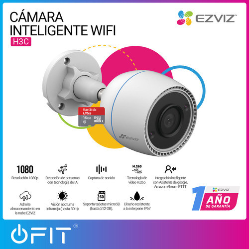 Camara De Seguridad Full Hd Color 24hs Ezviz + Memoria 16 Gb 1