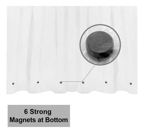 Cortina De Chuveiro Curta Barossa Design Com 6 Ímãs, 66 Pole 1