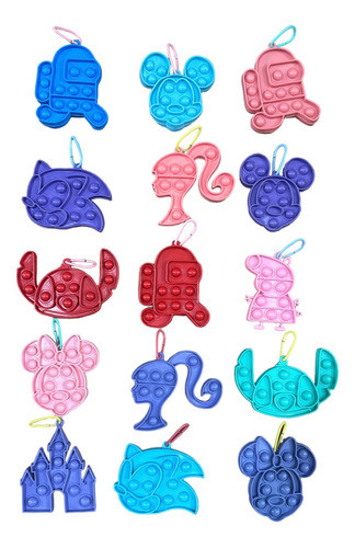 Mini Pop It Pack X10 Silicona Popit Colgante Nacional 0