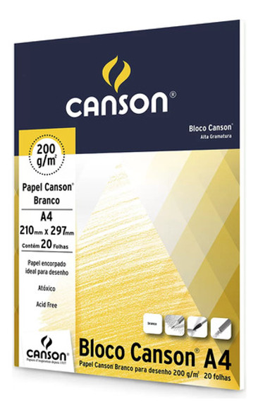 Bloco Canson 200g A4 20 Folhas 0