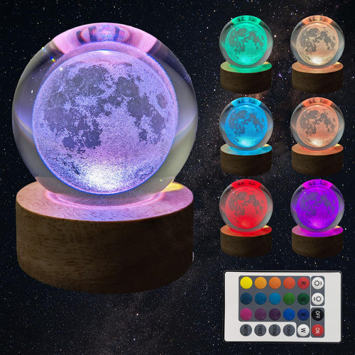 Esfera De Cristal Luna 3d Multicolor Tuuwai 1