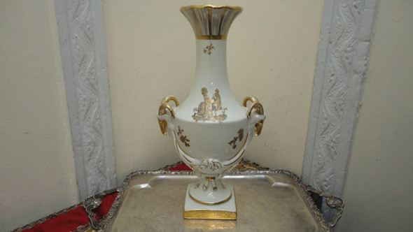 Raro Florero Anfora Frances Antiguo Con Carneros Vealo 1