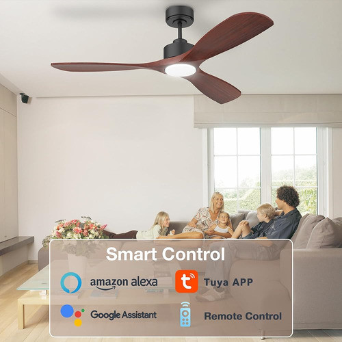 Ventiladores De Techo Inteligentes De Madera Hoenofly 52 Con 1