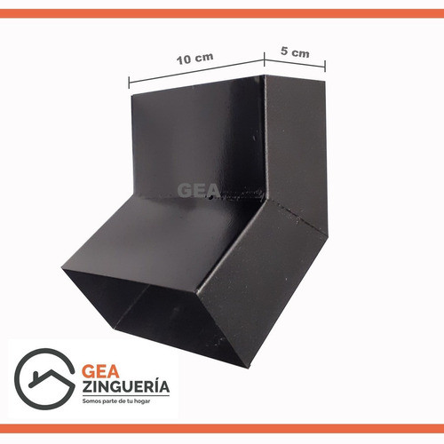 Codo Agua Rectangular 2x4 Negro 5x10 Cms 45 Grados Frente 1