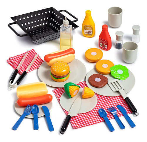Juego De Asado Para Niños De 27 Pcs Con Cocina Y Alimentos 0