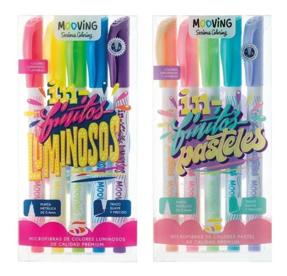 Microfibras Mooving Infinitos Luminosos Y Pastel 10 Colores 0