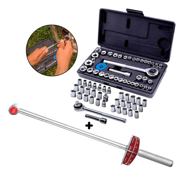 Kit Torquímetro Vareta Corneta 1/2 300nm + Soquete 40 Peças 0