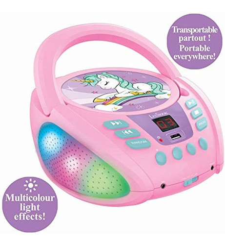 Lexibook Unicornio - Reproductor De Cd Con Bluetooth Para Ni 1