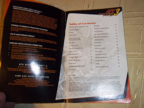 Manual Del Juego Atv 3 - Offroad Fury - De Playstation 2 1
