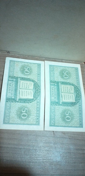 Antiguos Dos Billetes De 50 Sentados Año 1947 Argentina 1
