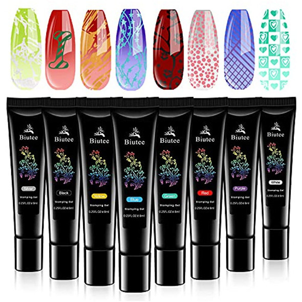 Biutee Nail Stamping Plates Set 8 Colores Nail Art Stamping 1