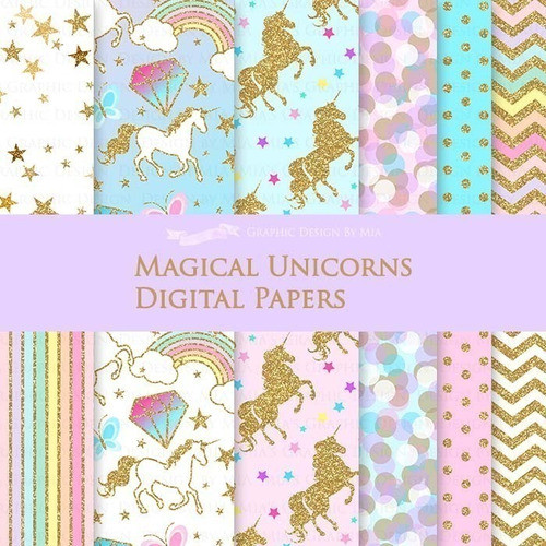 Cliparts Png Y Papeles Digitales Unicornios Dorados M22 0