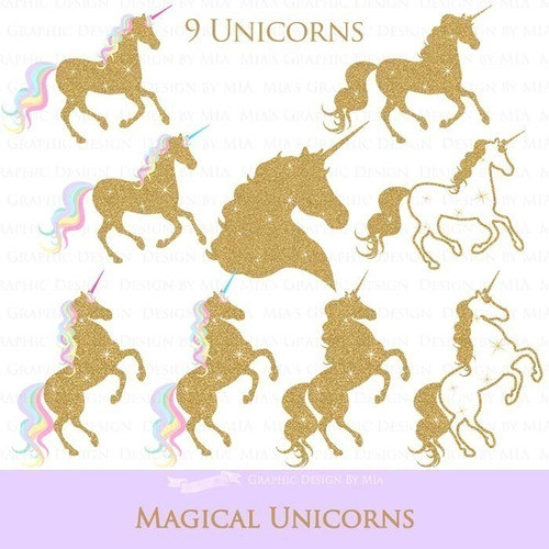 Cliparts Png Y Papeles Digitales Unicornios Dorados M22 1