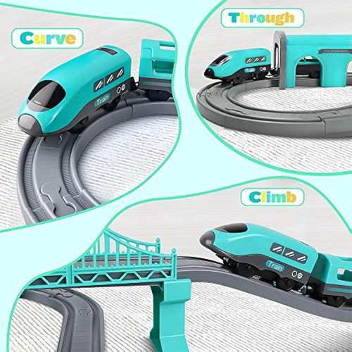 Nrbecurn Train Set Para Niños, Rieles Para Automóviles, Jugu 1