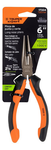 Pinza Punta 6 Pulgadas Aislada 1000v Mango Goma Truper 17334 0