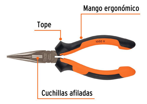 Pinza Punta 6 Pulgadas Aislada 1000v Mango Goma Truper 17334 1
